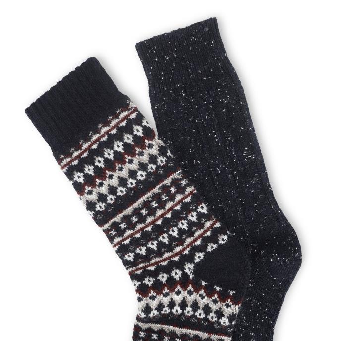 totes toasties® Mens Wool Blend Thermal Fair Isle Socks (Twin Pack) Navy Fair Isle Extra Image 6